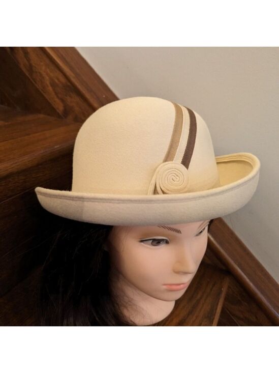 VINTAGE bowler style hat, Andre Montreal, mid century modern main image 9